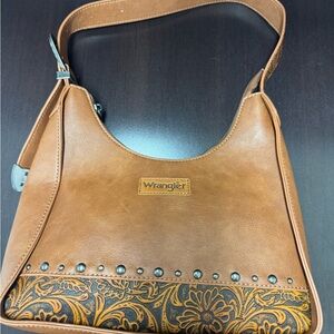 Wrangler Brown Vegan Leather Tooled Purse- New